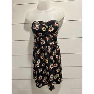American Eagle Floral Corset Mini Strapless Dress Sz 12